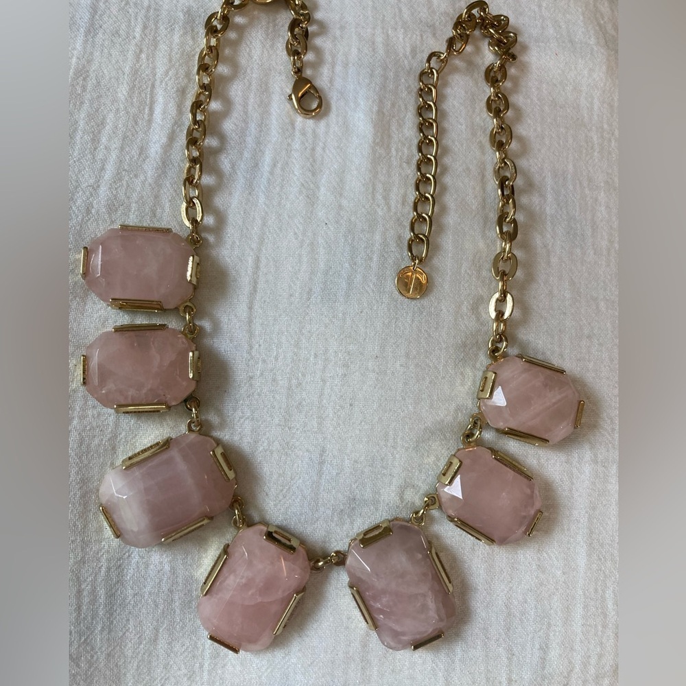 Talbots Rose Quartz Semi Precious Stones Pink Statement‎ Necklace